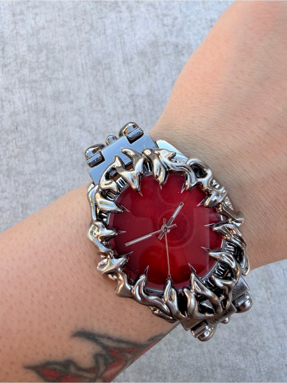 Goth Red Flame-Frame Statement Watch